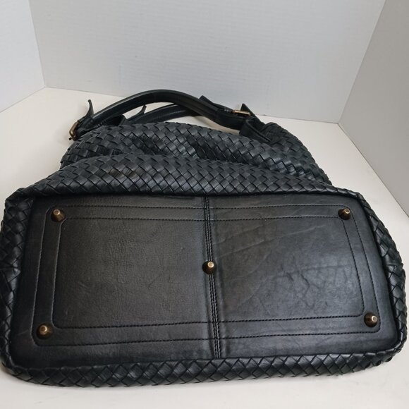 Vintage Valentina Women's Black Wicker Leather Bucket Shoulder Bag - Picture 8 of 12